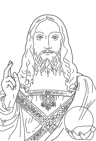 Christ Salvator Mundi By Leonardo Da Vinci Coloring Page